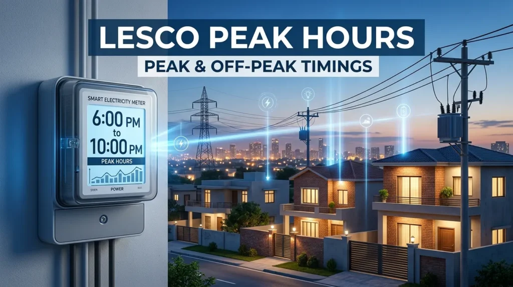 LESCO peak hours from 6 PM to 10 PM with peak and off-peak electricity timings